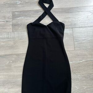 Blue Blush Black Halter Sheath Dress
